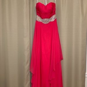 Jovani Strapless Fuchsia Gown